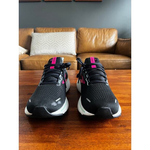 Brooks Ghost 14 Mesh Low Top Running Sneakers Shoes Black/Pink/Yucca Womens 11.5 - Picture 5 of 9